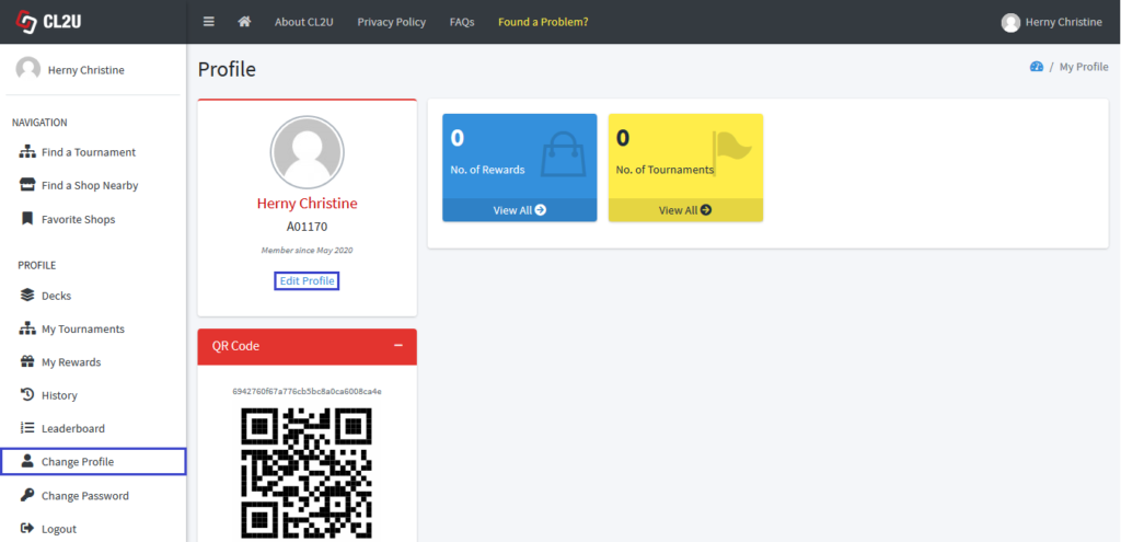change profile step 1